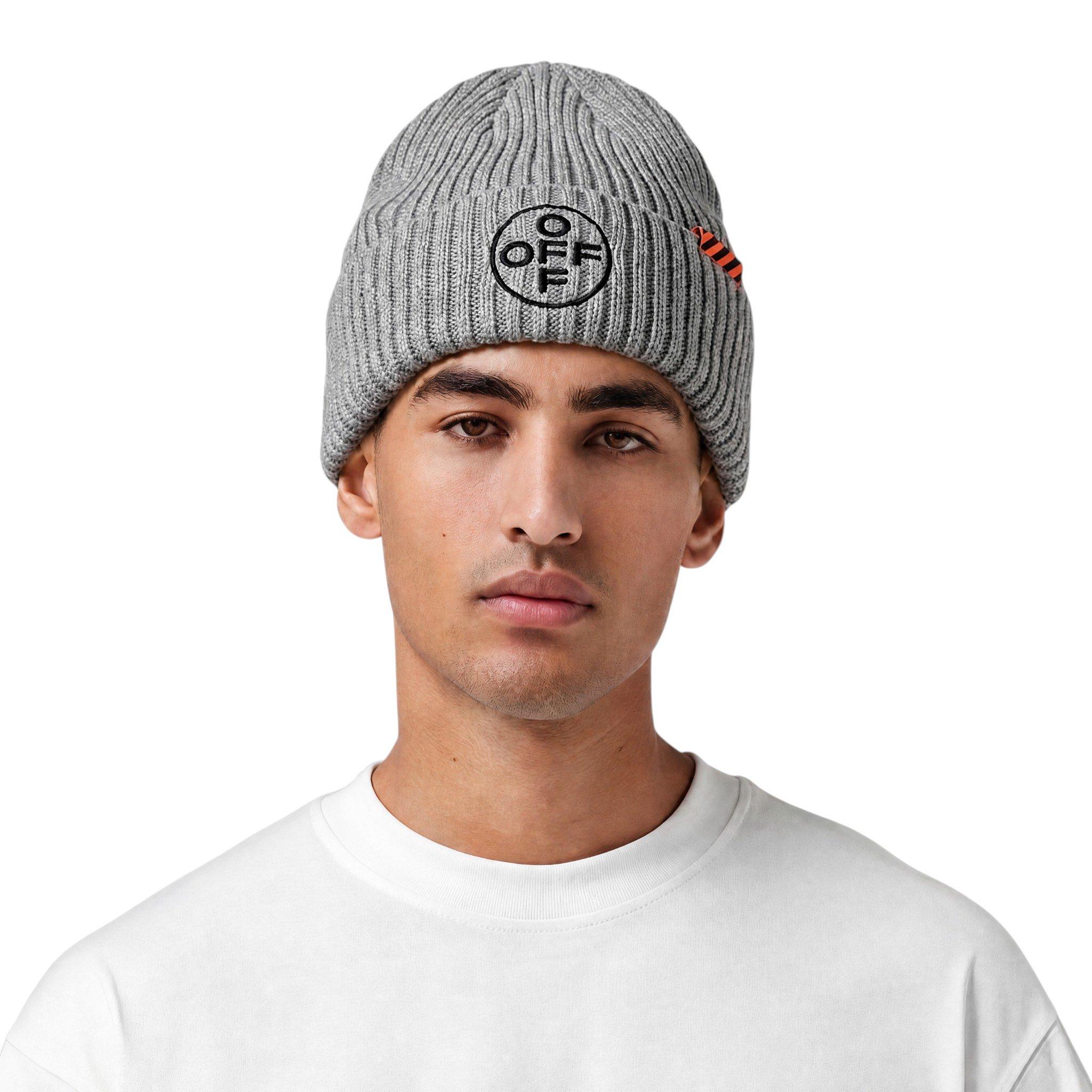L/AB c/o Off-White Off Embroidered Washed Cuff Beanie Beanie - Grey - GREY